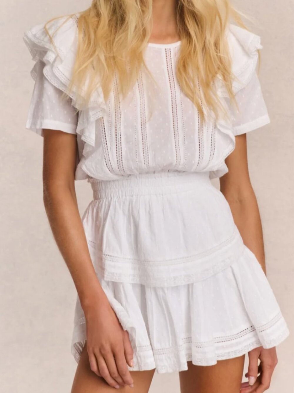 LoveShackFancy Natasha Heritage Mini Dress White XS